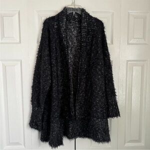 Express Fuzzy Hooded Black & White Cardigan Sweater. Size M